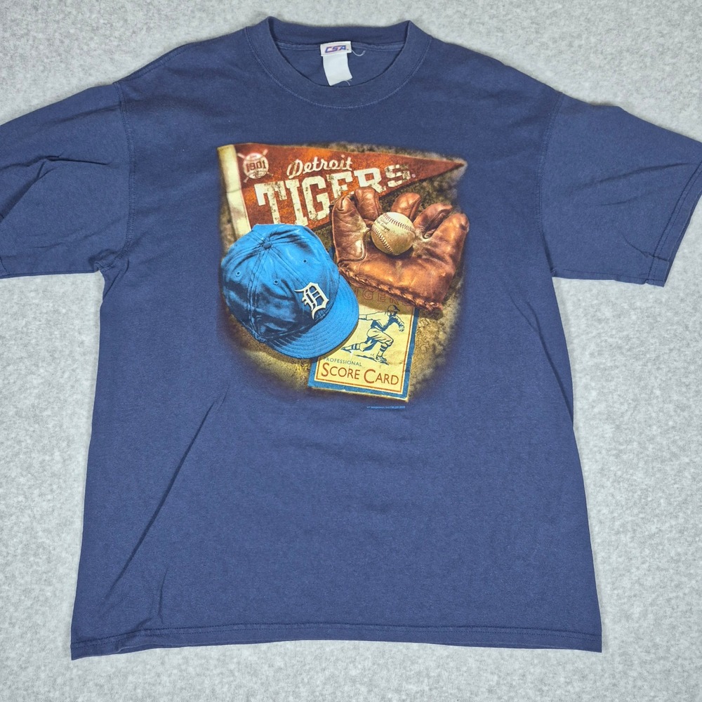 CSA Detroit Tigers T-Shirt Mens Large Navy Blue MLB Baseball Graphic 2006